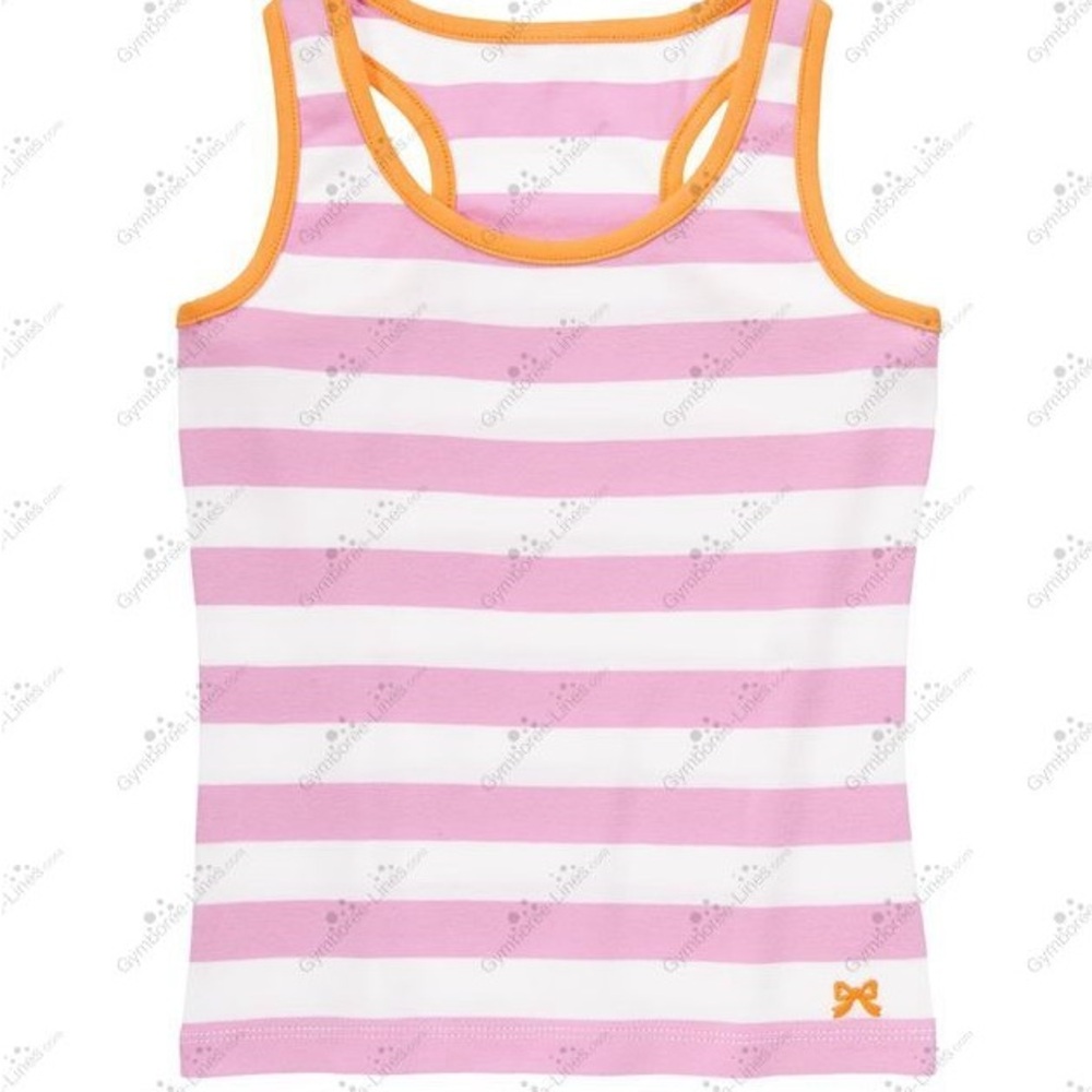 Gymboree Pink and White Striped Tank Top with Orange Trim